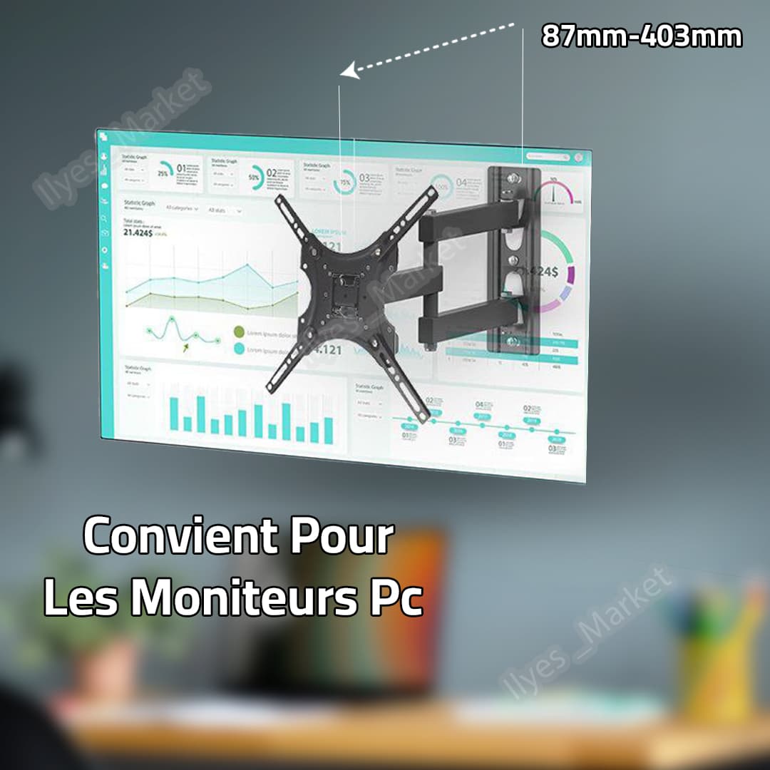 Support TV mural mobile et orientable 14–55 pouces – 50 kg - Image 4