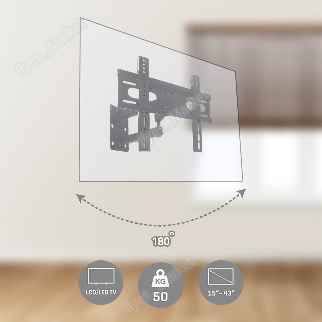 Support TV mural fixe pivotant 15–43 pouces – 50 kg - Image 4